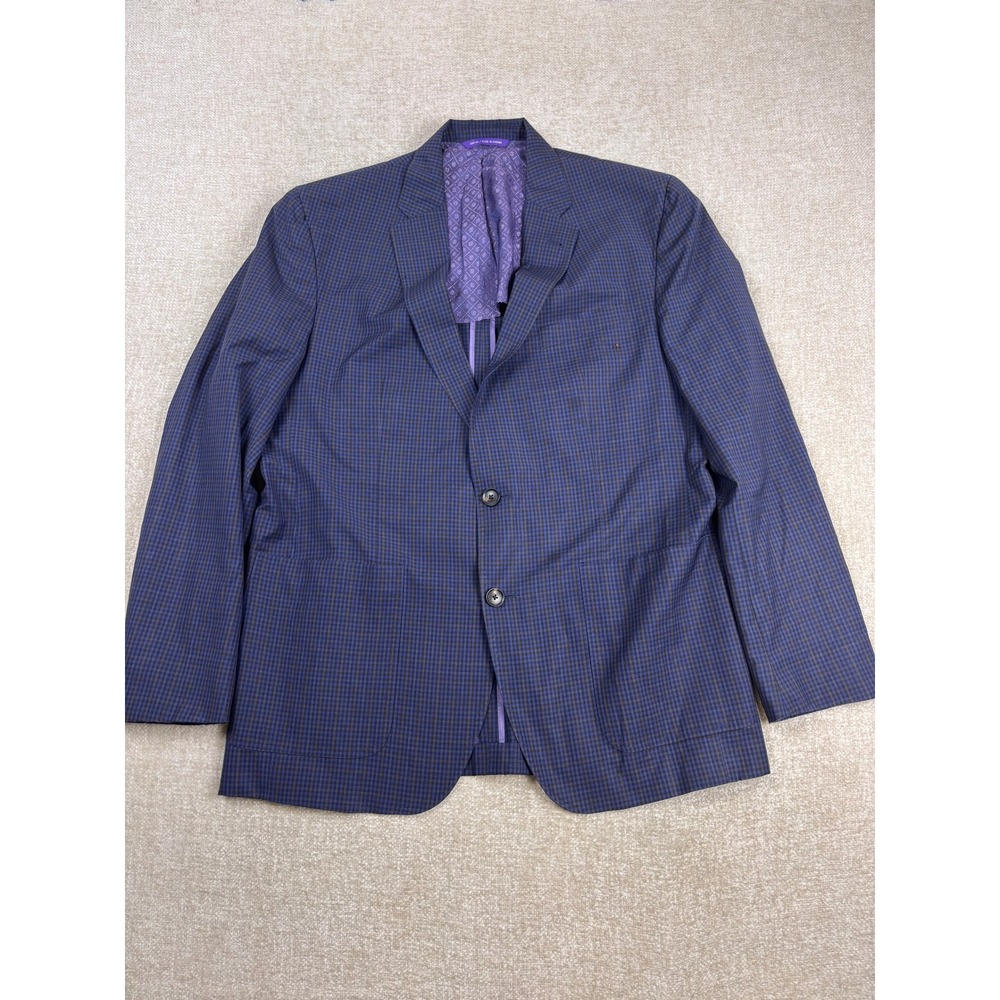 Ted Baker London Endurance Mens Blue Micro Check Two Button Sport Coat Blazer 46